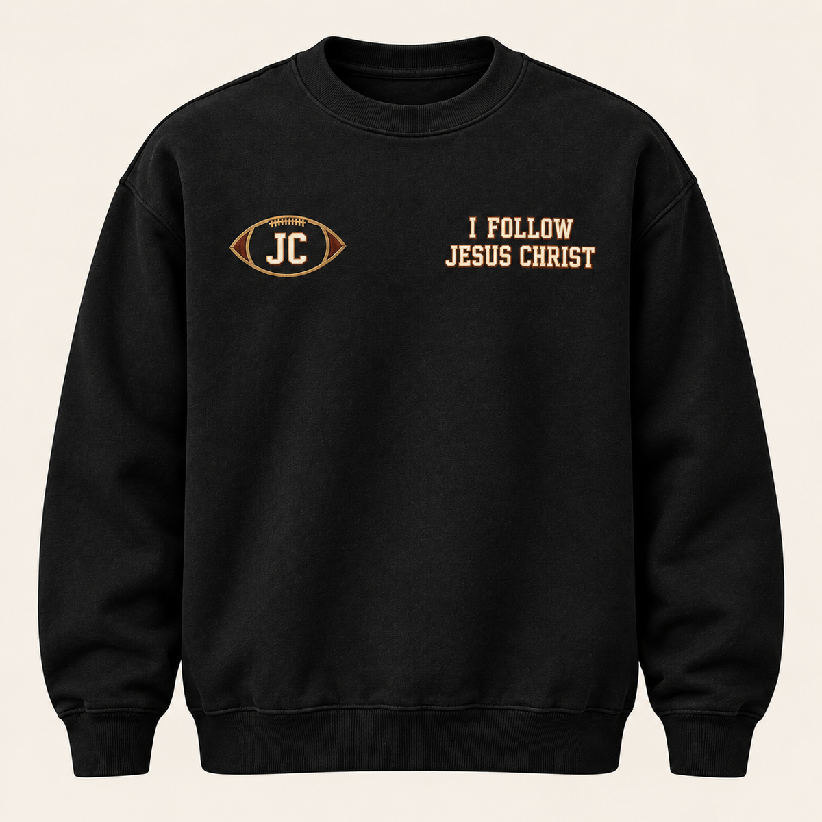 I Follow Jesus Christ — Black Crewneck